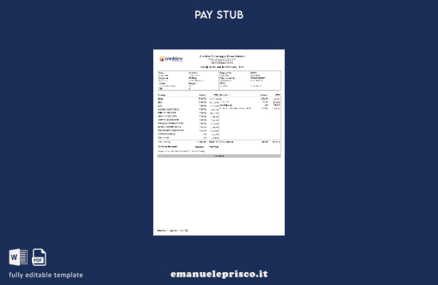 modello di busta paga Creddinv Technologies in stile verificato